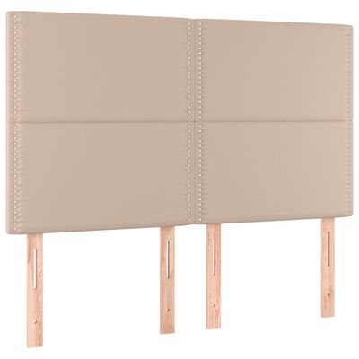 vidaXL Cama box spring con colchón cuero sintético capuchino 140x190cm