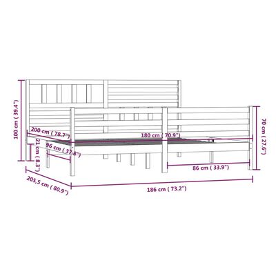 vidaXL Estructura de cama de madera maciza super king 180x200 cm