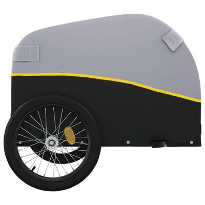 vidaXL Remolque para bicicleta hierro negro y amarillo 45 kg