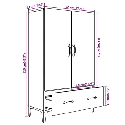 vidaXL Aparador de madera contrachapada gris hormigón 70x31x115 cm