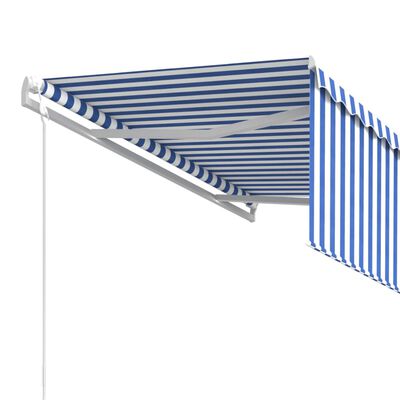 vidaXL Toldo automático retráctil con persiana azul y blanco 3x2,5m