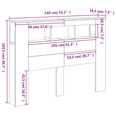 vidaXL Cabecero con LED madera de ingeniería blanco 140x18,5x103,5 cm