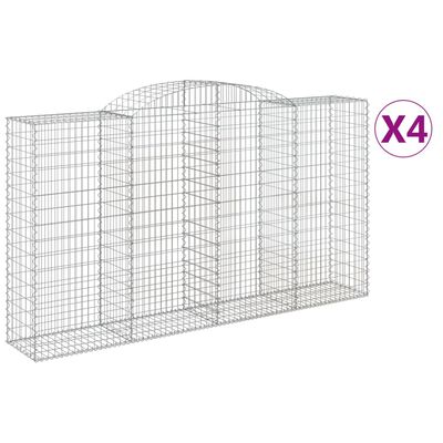 vidaXL Cestas de gaviones 4 uds forma de arco hierro 300x50x160/180 cm