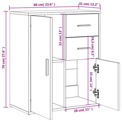 vidaXL Aparador de madera de ingeniería gris Sonoma 60x31x70 cm