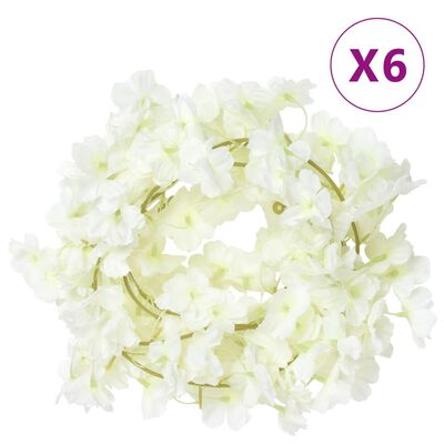 vidaXL Guirnaldas de flores de Navidad 6 uds blanco 180 cm