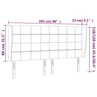 vidaXL Cabecero con orejas de terciopelo rosa 203x23x118/128 cm