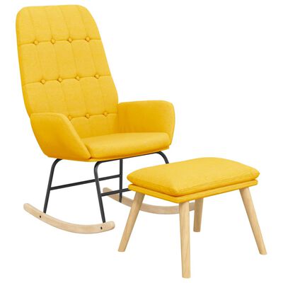 vidaXL Sillón mecedora con taburete tela amarillo mostaza