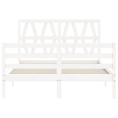 vidaXL Estructura de cama con cabecero madera maciza blanco 140x190 cm