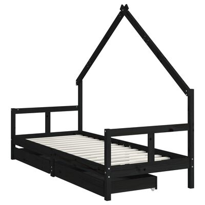 vidaXL Estructura de cama niños con cajones madera pino negro 80x200cm