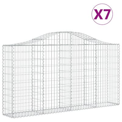 vidaXL Cestas de gaviones 7 uds forma de arco hierro 200x30x100/120 cm