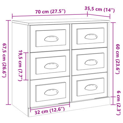 vidaXL Aparador de madera contrachapada roble Sonoma 70x35,5x67,5 cm