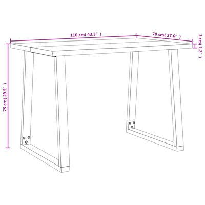 vidaXL Mesa de comedor con borde vivo madera maciza acacia 110x70x75cm