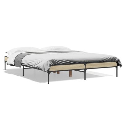 vidaXL Estructura cama madera ingeniería metal roble Sonoma 150x200 cm