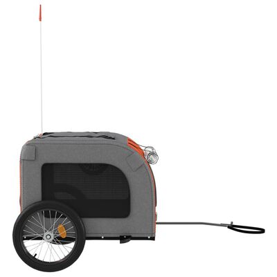 vidaXL Remolque de bicicleta mascotas hierro tela Oxford naranja gris