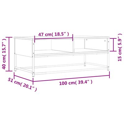 vidaXL Mesa de centro madera de ingeniería roble marrón 100x51x40 cm