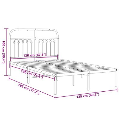 vidaXL Estructura cama sin colchón con cabecero metal blanco 120x190cm