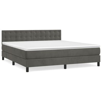 vidaXL Cama box spring con colchón terciopelo gris oscuro 180x200 cm