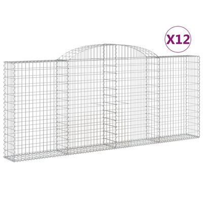 vidaXL Cestas de gaviones 12 uds forma de arco hierro 300x50x120/140cm