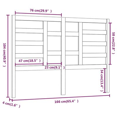 vidaXL Cabecero de cama madera maciza de pino marrón miel 166x4x104 cm