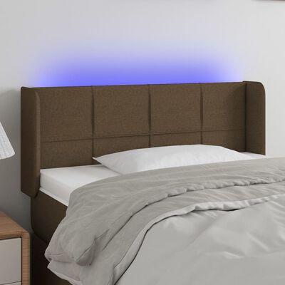 vidaXL Cabecero con LED de tela marrón oscuro 93x16x78/88 cm