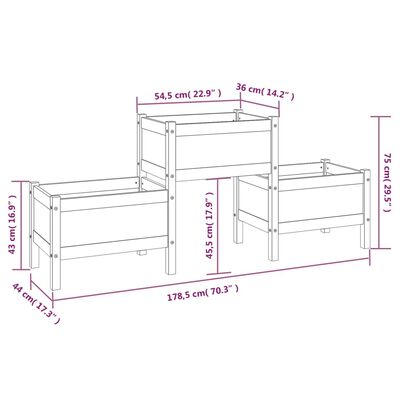 vidaXL Jardinera de madera de pino maciza 178,5x44x75 cm