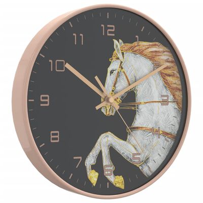 vidaXL Reloj de pared poliestireno y cristal dorado y blanco Ø29,5 cm