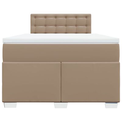 vidaXL Cama box spring con colchón cuero sintético capuchino 120x200cm