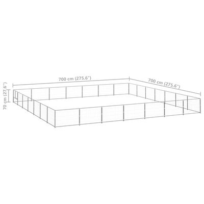 vidaXL Perrera plateada 49 m² acero