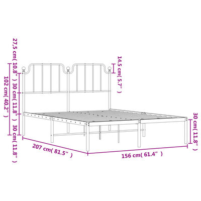 vidaXL Estructura cama sin colchón con cabecero metal blanco 150x200cm