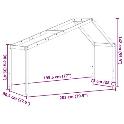 vidaXL Techo de cama infantil madera maciza marrón 203x80,5x142 cm