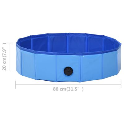 vidaXL Piscina para perros plegable PVC azul 80x20 cm