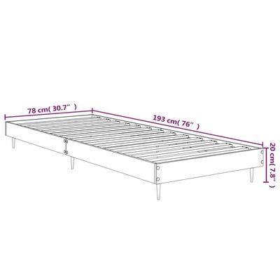 vidaXL Estructura de cama madera de ingeniería gris Sonoma 75x190 cm