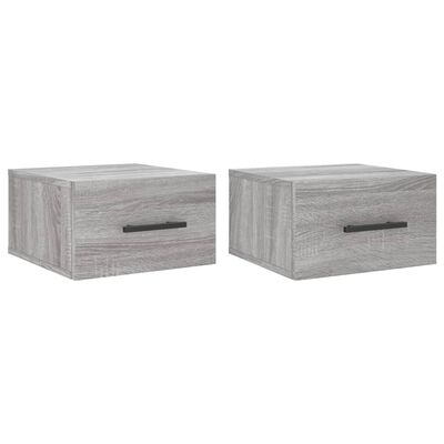 vidaXL Mesitas de noche de pared 2 uds color gris Sonoma 35x35x20 cm