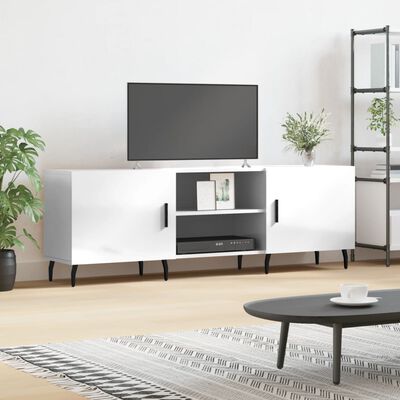 vidaXL Mueble de TV madera de ingeniería blanco brillante 150x30x50 cm