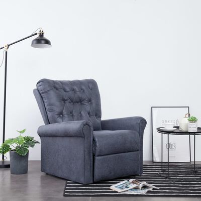 vidaXL Sillón reclinable de cuero de ante artificial gris