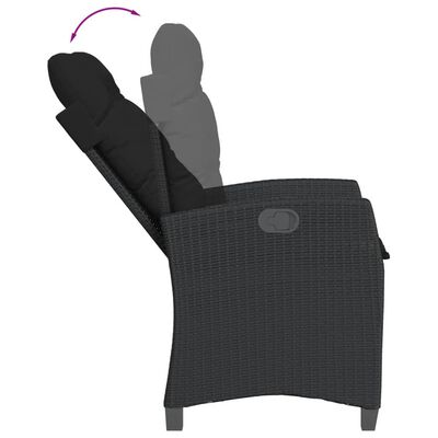 vidaXL Sillones reclinable jardín cojines 2 uds ratán sintético negro