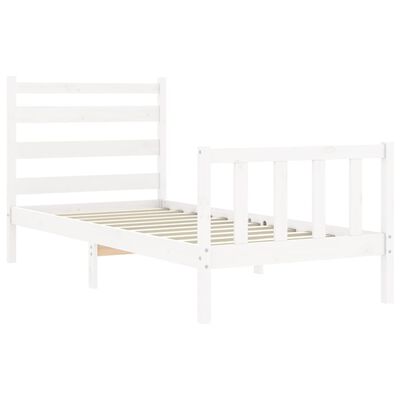 vidaXL Estructura de cama con cabecero madera maciza blanco 90x190 cm