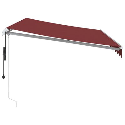 vidaXL Toldo retráctil automático con luces LED burdeos 350x250 cm