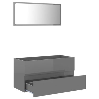 vidaXL Set muebles de baño 2 piezas madera contrachapada gris brillo