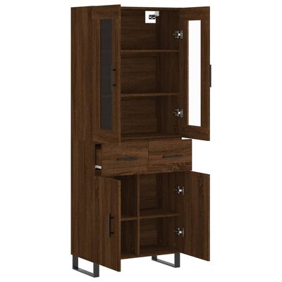 vidaXL Aparador alto madera contrachapada marrón roble 69,5x34x180 cm