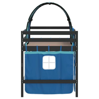 vidaXL Cama alta para niños con túnel madera pino azul 90x200 cm