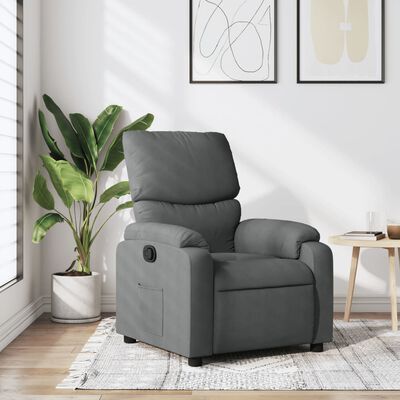 vidaXL Sillón reclinable de tela gris oscuro