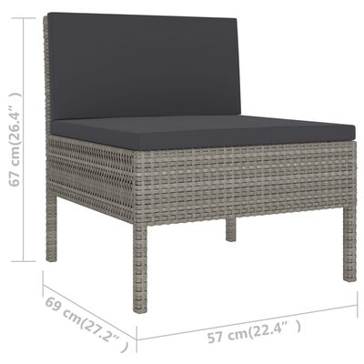 vidaXL Set de muebles de jardín 6 pzas y cojines ratán sintético gris