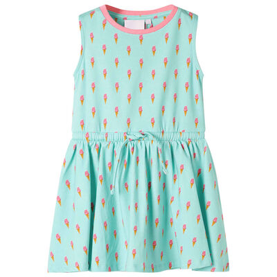 Vestido infantil con cordón verde mint 104