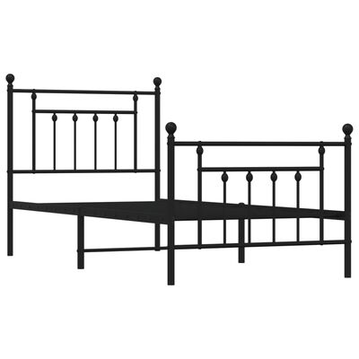 vidaXL Estructura de cama con cabecero y estribo metal negro 90x190 cm