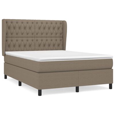 vidaXL Cama box spring con colchón tela gris taupe 140x200 cm