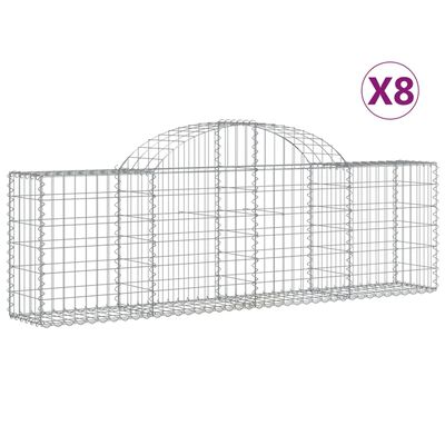 vidaXL Cestas de gaviones 8 uds forma de arco hierro 200x30x60/80 cm