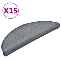 vidaXL Alfombras de peldaños de escalera 15 uds gris azul 56x17x3 cm