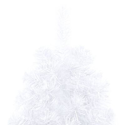 vidaXL Medio árbol de Navidad con luces y bolas blanco 150 cm