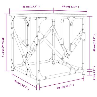 vidaXL Mesa de centro madera de ingeniería gris Sonoma 45x45x47,5 cm